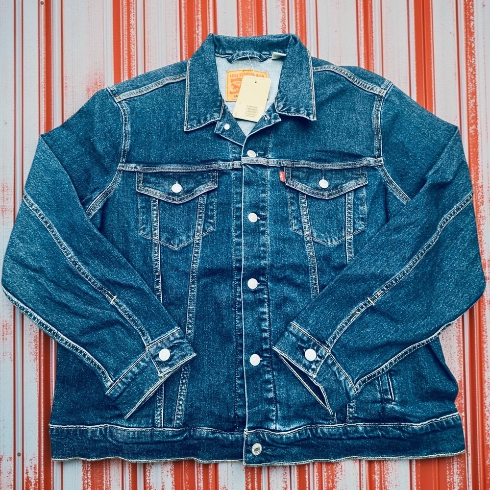 New Levis Mens Original Trucker Jacket Size XL Dark Wash Denim Style 72334-2762